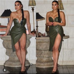 NWT JLUXLABEL GREEN CEDELLA FAUX LEATHER DRESS